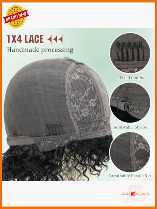 12 Inch Deep Wave Bob Wig with Bangs 200 Density Virgin Human Hair Glueless